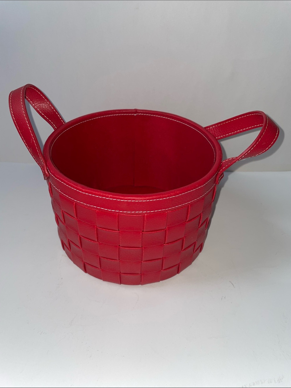 Red Woven Accent Storage Basket with Handles.